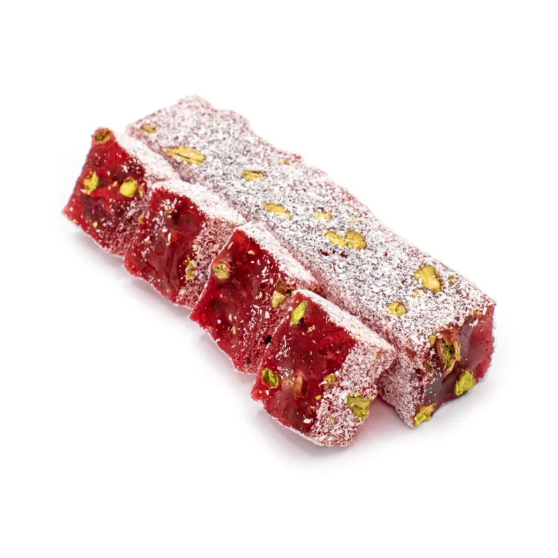 Turkish delight pistachio and pomegranate wrapped with coconut